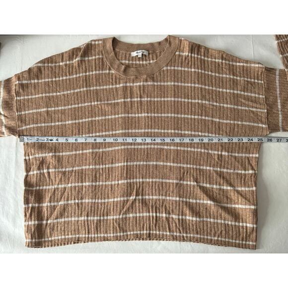 Madewell Lawson Crop Pullover Sweater in Stripe in Silver Sand Size XXL - Picture 7 of 8